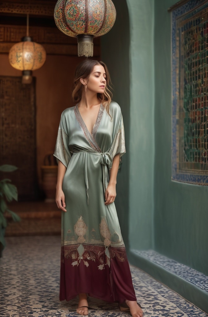 Slip Dress with Kimono Overlay