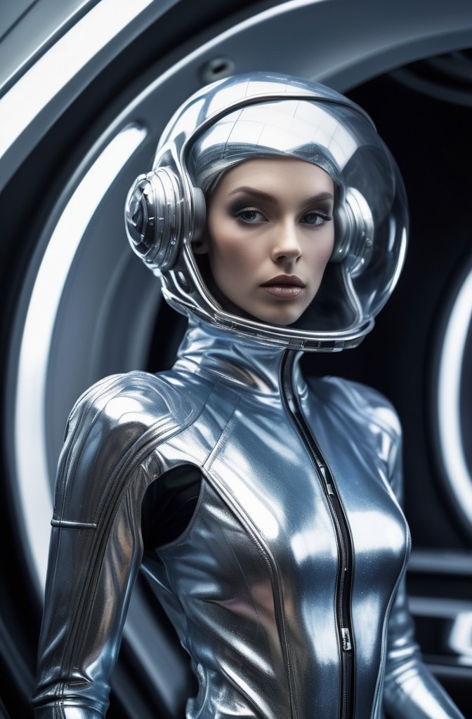 Silver Jumpsuit with Structural Elements