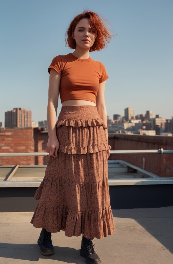 Tiered Skirt & Fitted Band Tee