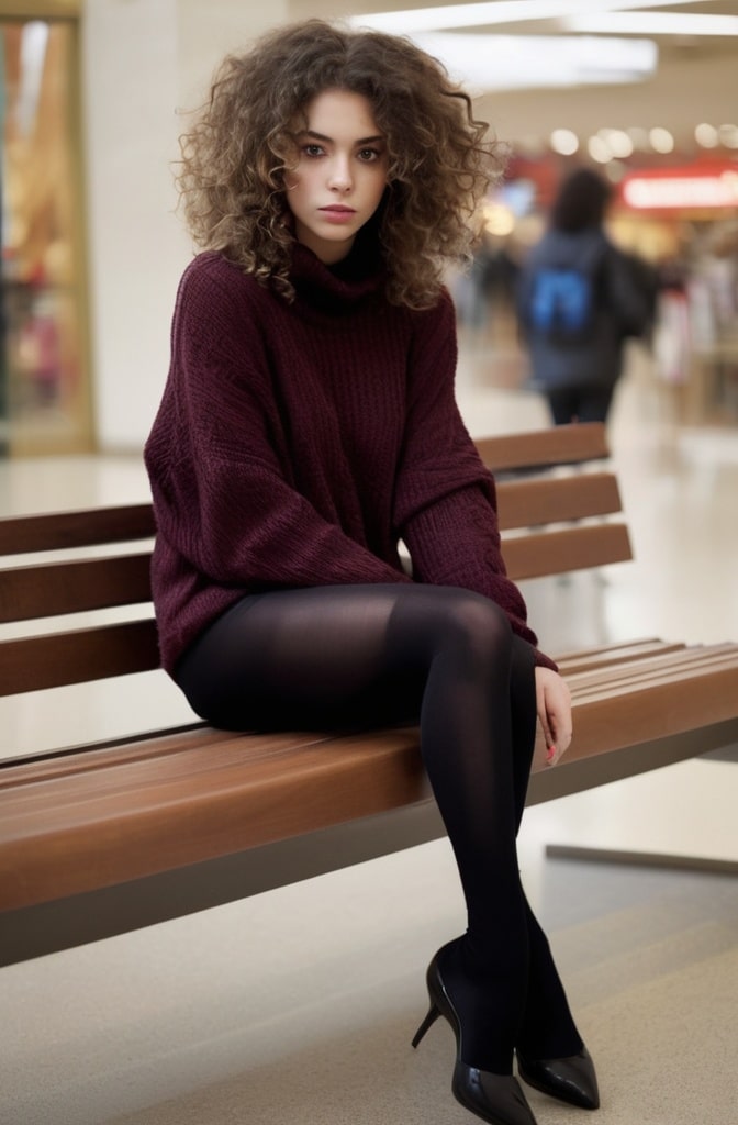 Statement Tights and Oversized Sweater