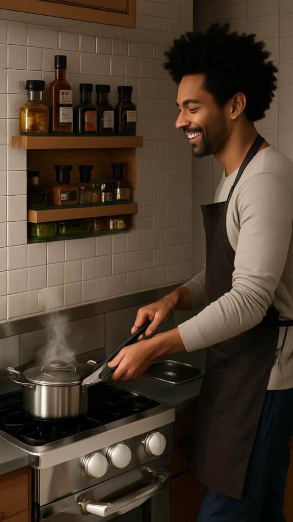Sliding Backsplash Storage