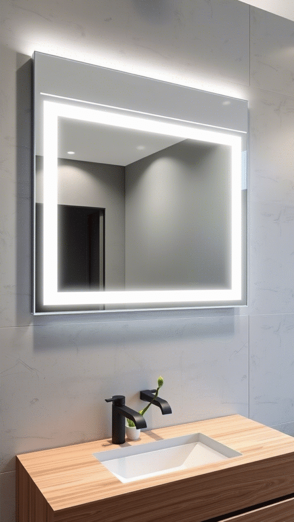 LED Strip Lighting Behind Mirrors