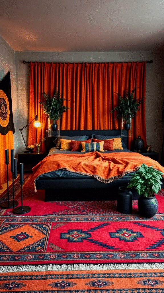Layered Area Rugs in Rich Tones