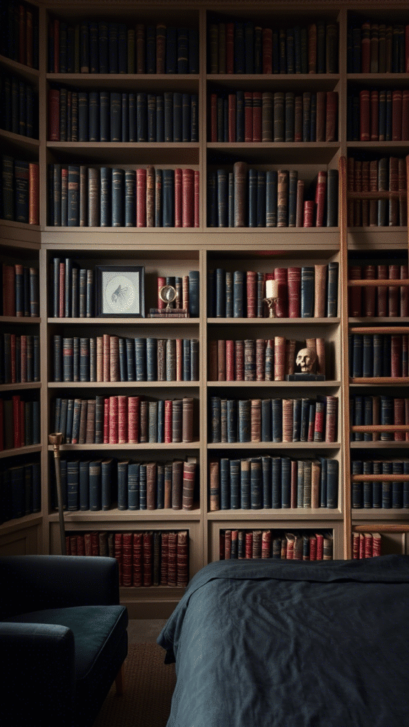 Collections of Vintage Books with Dark Spines